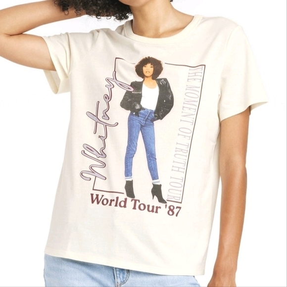 Whitney Houston Moment of Truth '87 World Tour Tee in Ivory Size XXL NWT - Picture 3 of 4